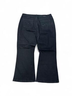 Simon Chang Black Embroidered High Rise Flared Bootcut Jeans